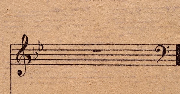 Notas de música en hoja de papel vieja, para usar como fondo — Foto de Stock