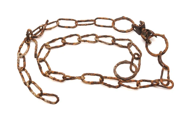 Very old rusty chain isolated on a white background — Stock Photo, Image