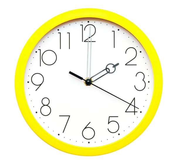 Žlutá nástěnné hodiny — Stock fotografie