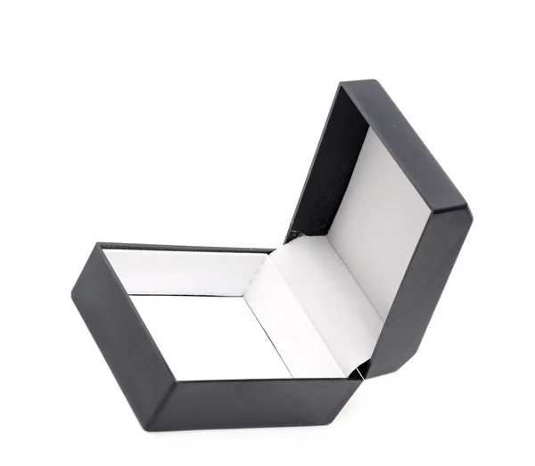 Abrir caixa preta vazia em um fundo branco — Fotografia de Stock