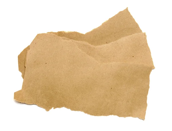 Papier brun déchiré isolé sur fond blanc . — Photo