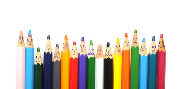 Boldog csoport ceruza arcok — Stock Fotó