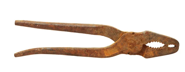Old rusty pliers on a plain white background — Stock Photo, Image