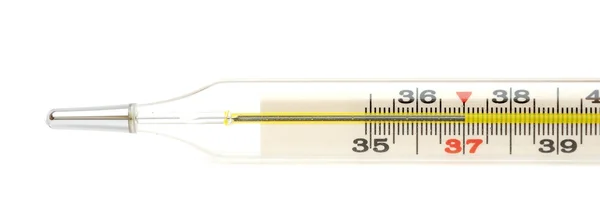 白で隔離される医療の水銀温度計 — ストック写真