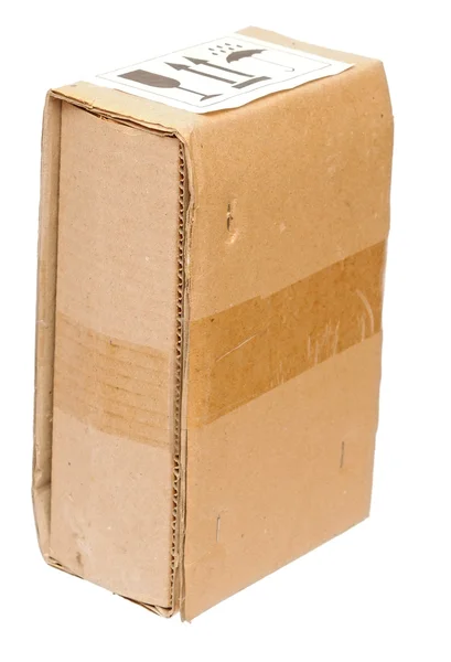Caixa de papelão vazia velha em branco — Fotografia de Stock