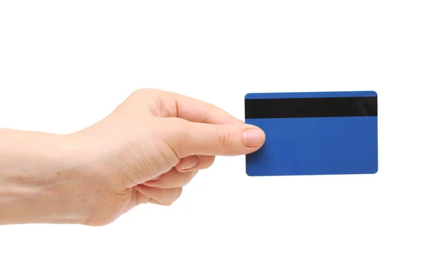 Empty credit card female hand holding — Stock Photo, Image