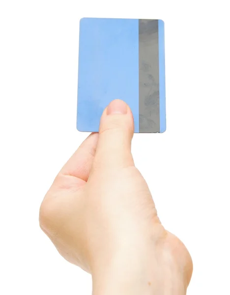 Leere Kreditkarte weibliche Hand hält — Stockfoto