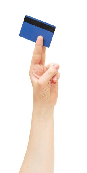 Γυναικείο χέρι εκμετάλλευση άδειο πιστωτική κάρτα — Φωτογραφία Αρχείου