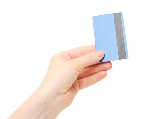 空クレジット カード女性の手の保有物 — ストック写真