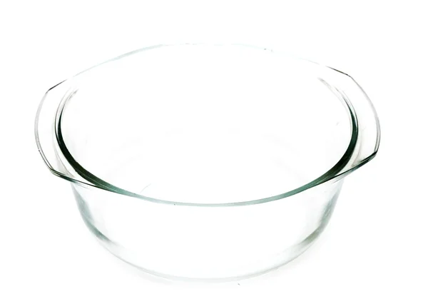 Empty clear salad bowl on white — Stock Photo, Image