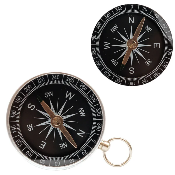 Dwa kompas zbliżenie na białym tle — Zdjęcie stockowe
