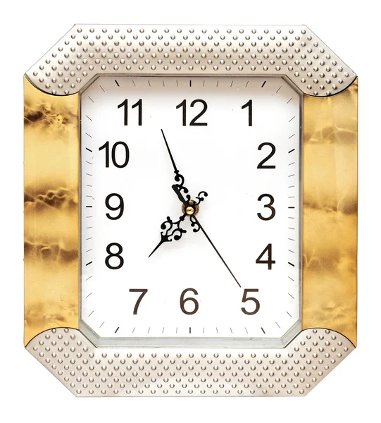 Relógio de parede isolado no fundo branco — Fotografia de Stock