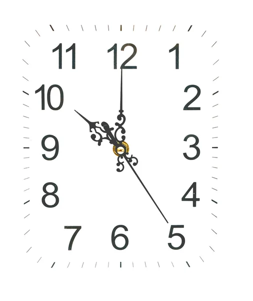 Reloj de pared aislado sobre fondo blanco que muestra el tiempo —  Fotos de Stock
