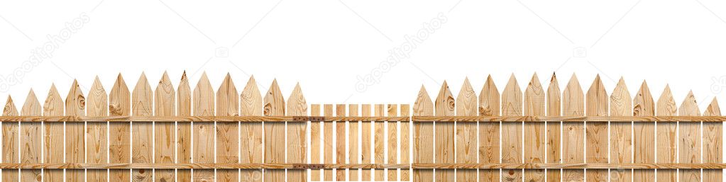 Wooden fence with a gate isolated on white including clipping pa