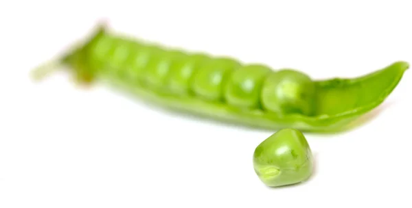 Fresh green pea pod and peas — Stock Photo, Image