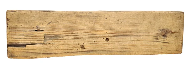 Fechar de um sinal de madeira vazio no fundo branco — Fotografia de Stock
