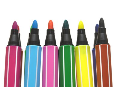 Color felt-tip pens on a white background clipart