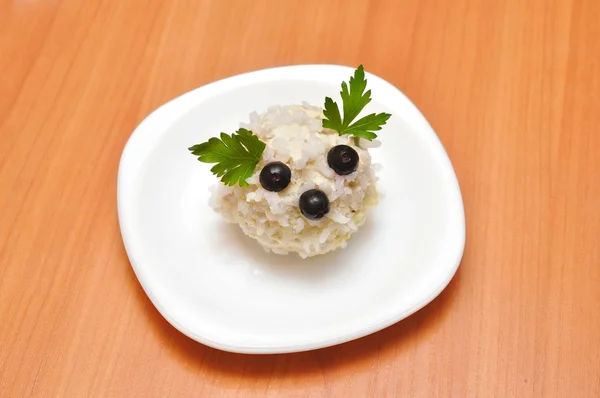 Rice ball on white plate — Stock Photo, Image