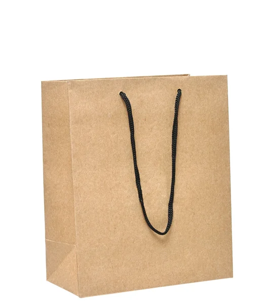 Kahverengi geri dönüşümlü kağıttan yapılmış alışveriş torbası. — Stok fotoğraf