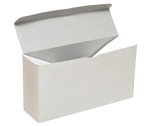 Boş beyaz kutusunu açmak — Stok fotoğraf