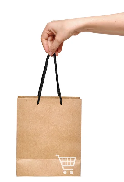 Χέρι με τσάντα για ψώνια — Φωτογραφία Αρχείου