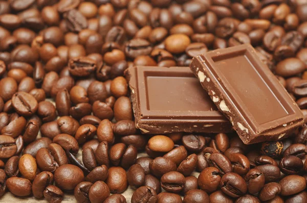 Zrnko kávy a čokolády — Stock fotografie