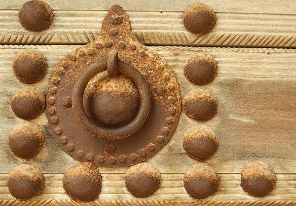 Decoration on old wooden door — Stock Photo, Image