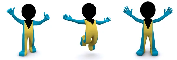 Personagem 3d texturizado com bandeira de Bahamas — Fotografia de Stock