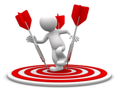 3d character standing on the archery board. clipart