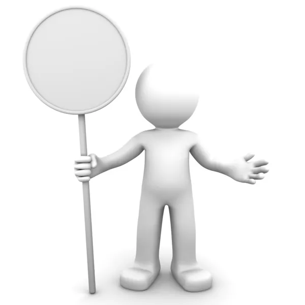 3d character holding blank board Stock Picture