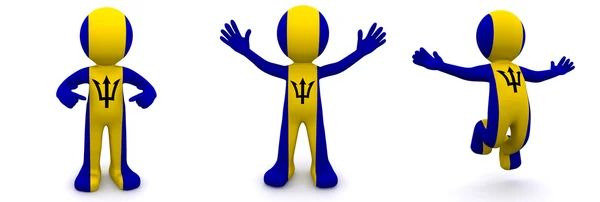 3d character textured with flag of Barbados — Stock Photo, Image