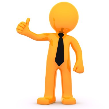 3d Businessman showing thumbs up clipart