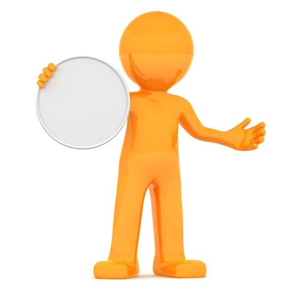 3d character holding blank board — Stock Photo, Image