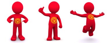 3d character textured with flag of Kyrgyzstan clipart