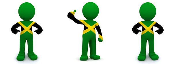 Personagem 3d texturizado com bandeira da Jamaica — Fotografia de Stock