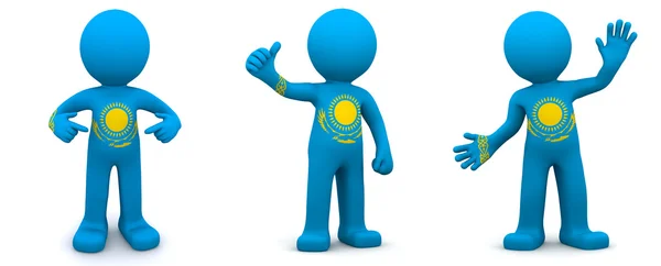 3d character textured with flag of Kazakhstan — Stock Photo, Image