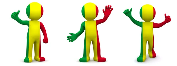 3d character textured with flag of Mali — Stock Photo, Image