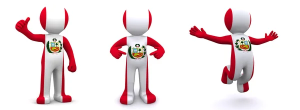 Personagem 3d texturizado com bandeira do Peru — Fotografia de Stock
