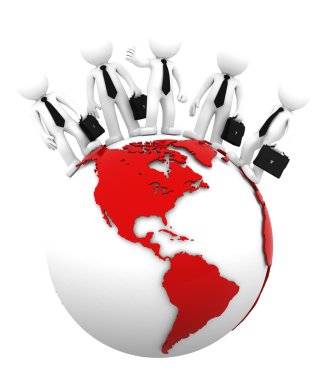 Business team on top of the globe. American side. clipart