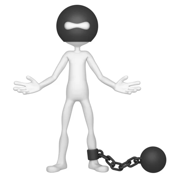 鉄球と結ばれる囚人 — ストック写真