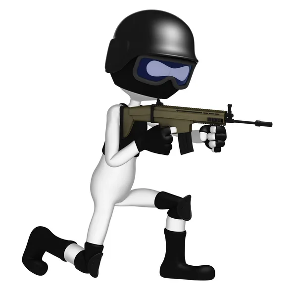 3D-s katona célzó assault fegyvert — Stock Fotó
