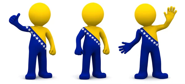 3D-Charakter strukturiert mit der Flagge von Bosnien und Herzegowina — Stockfoto