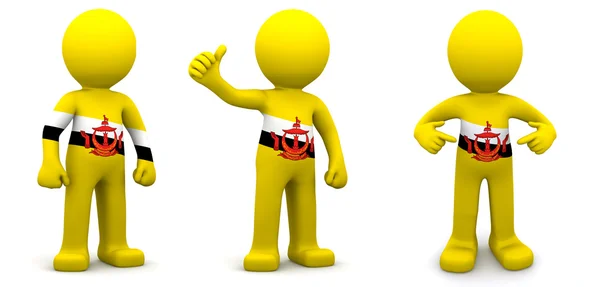 3d character textured with flag of Brunei — Stock Photo, Image