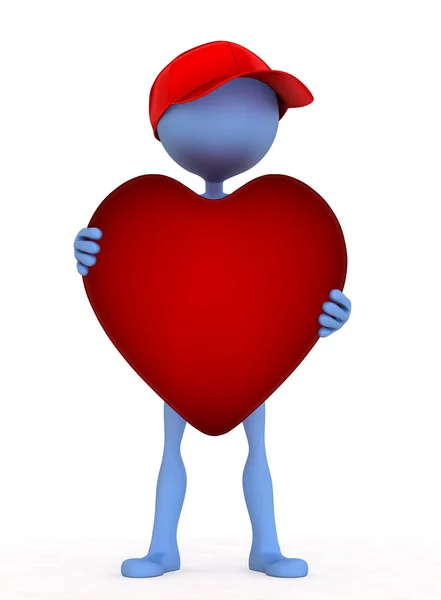 3D osoba drží srdce v ruce — Stock fotografie