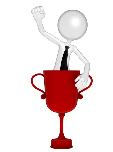 Successful businessman with trophy cup — Stock Photo, Image