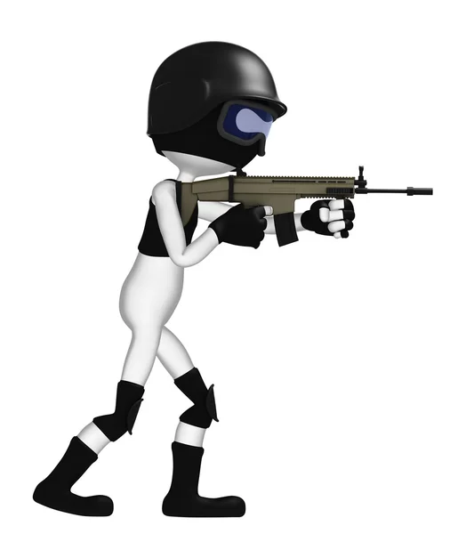 3D солдат с винтовкой — стоковое фото