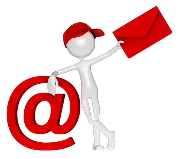 Pošťák znakem obálky a e-mailů — Stock fotografie
