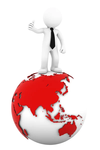 3d Businessman standing on earth globe: Asian side. — Stock Photo, Image