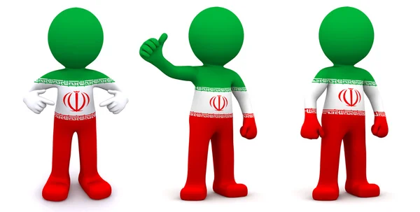 3D-figur texturiert mit fahne von iran — Stockfoto