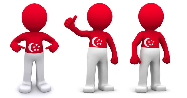 3d character textured with flag of Singapore — Stock Photo, Image